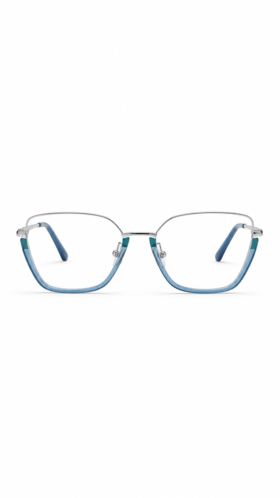 Caroline Chamonix Blue Half-Rim Geometric Eyeglasses