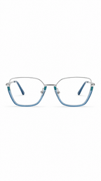 Caroline Chamonix Blue Half-Rim Geometric Eyeglasses