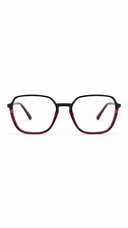 Carolina Chamuel Black & Burgundy Geometric Eyeglasses Frame