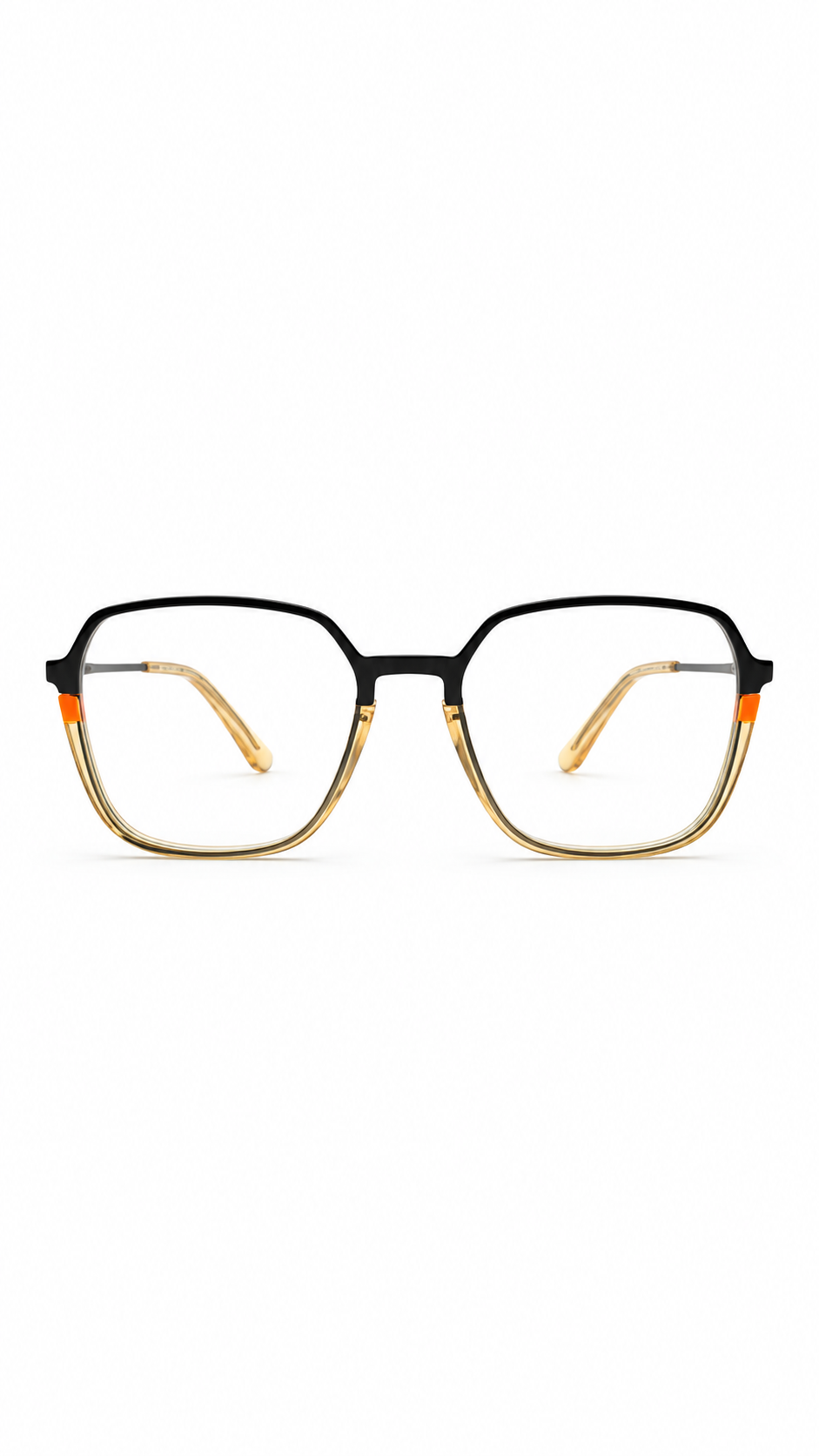 Carolina Chamuel Black & Champagne Geometric Eyeglasses Frame