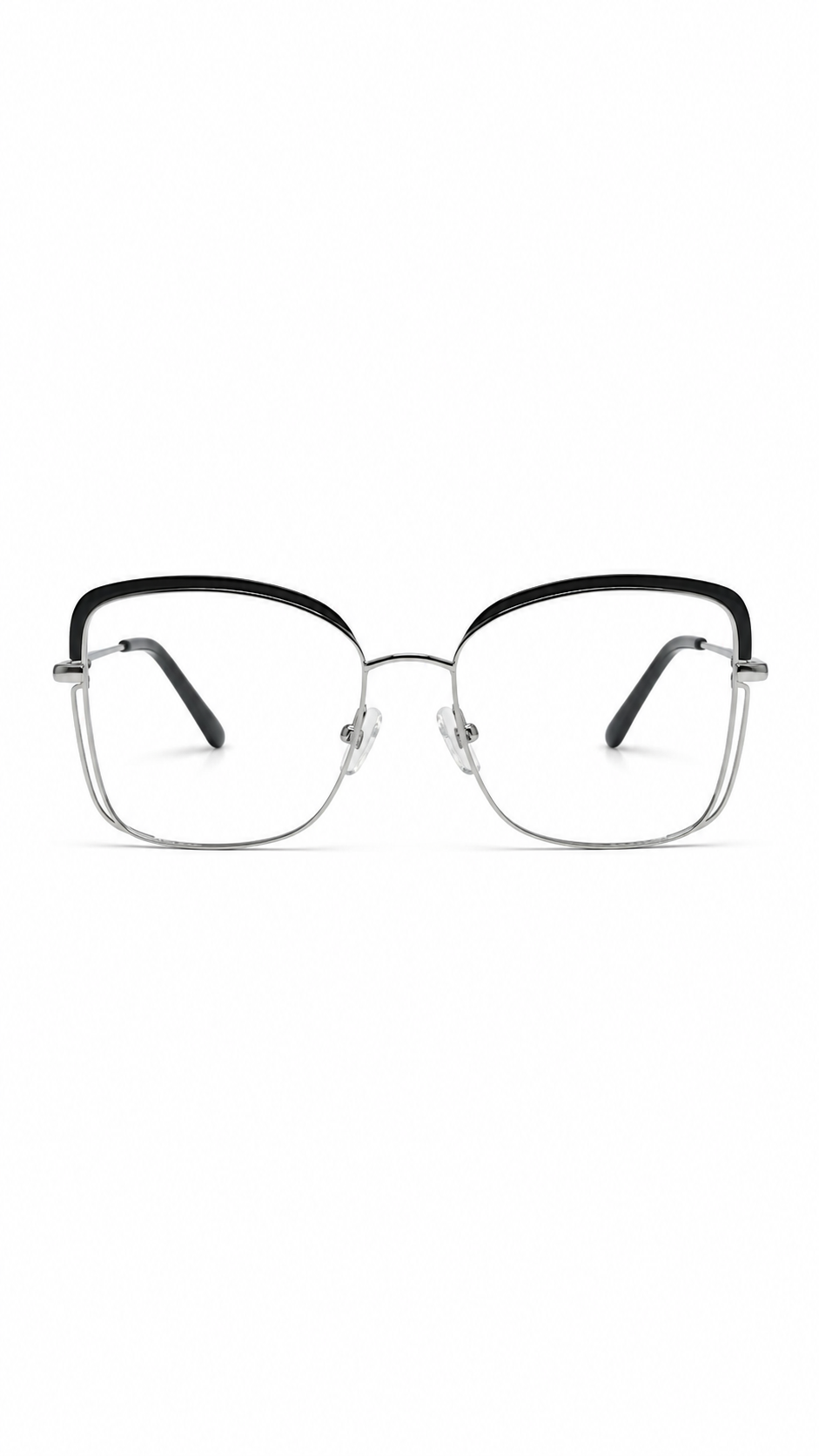 Pierre Cardin Silver & Black Browline Eyeglass Frame – Modern Metal Eyewear