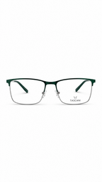 TASCANI Green & Silver Half-Rim Rectangular Eyeglass Frame – Lightweight Metal