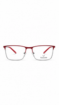 TASCANI Semi-Rimless Rectangular Metal Eyeglasses – Red & Silver Lightweight Optical Frame