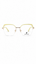 Pierre Cardin Gold & Pastel Yellow Geometric Eyeglass Frame – Lightweight Metal