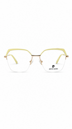 Pierre Cardin Gold & Pastel Yellow Geometric Eyeglass Frame – Lightweight Metal