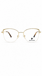 Pierre Cardin Gold Semi-Rimless Cat Eye Eyeglasses for Women – Lightweight Metal Optical Frame