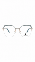 Pierre Cardin Geometric Rimless Eyeglasses – Light Blue & Gold Metal Frame