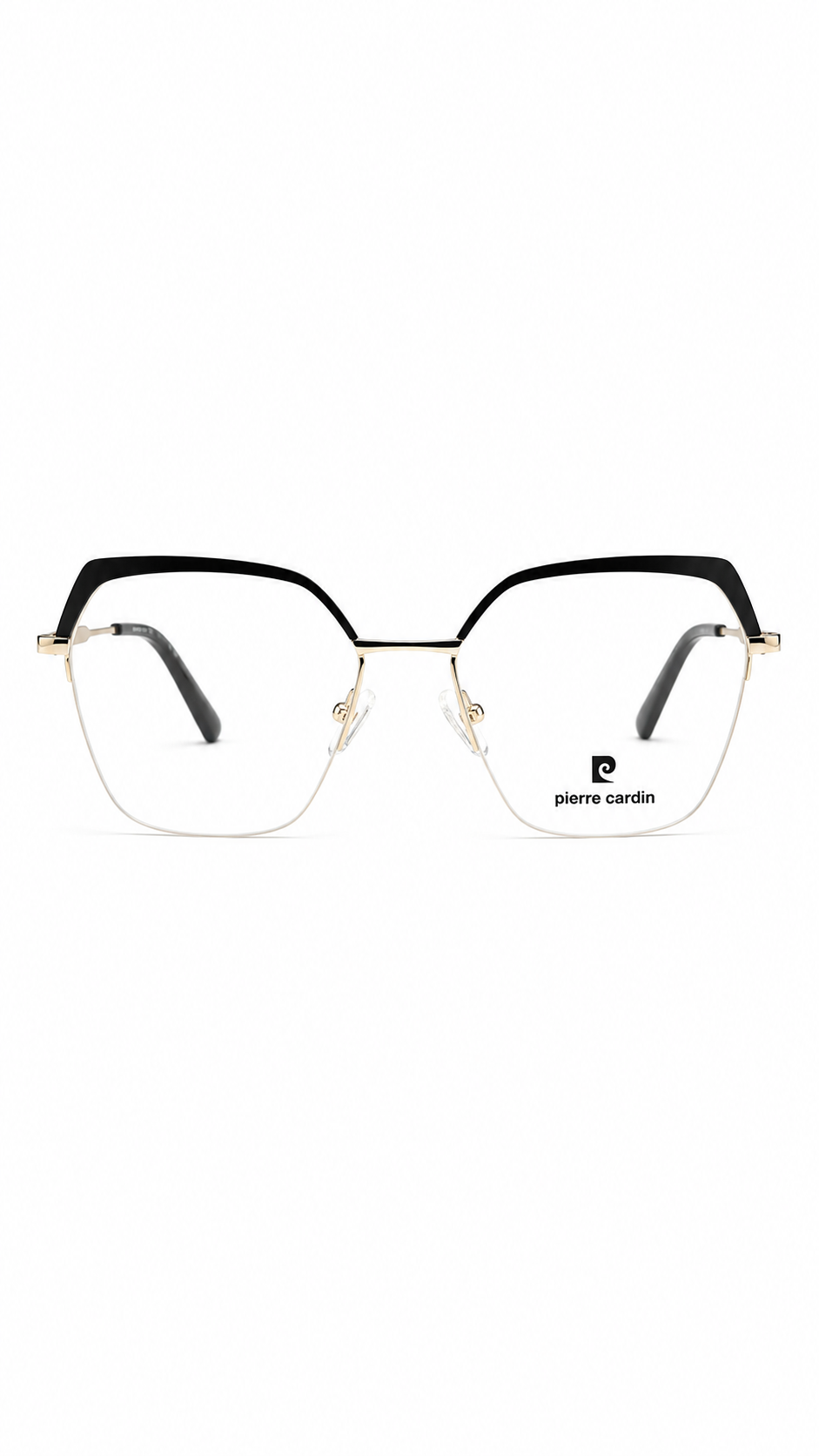 Pierre Cardin Black & Gold Geometric Rimless Eyeglasses – Unisex Lightweight Optical Frame