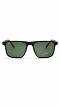 Ray-Ban Polarized Matte Black Square Attachment Sunglasses with Green Lenses