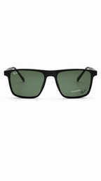 Ray-Ban Polarized Matte Black Square Attachment Sunglasses with Green Lenses