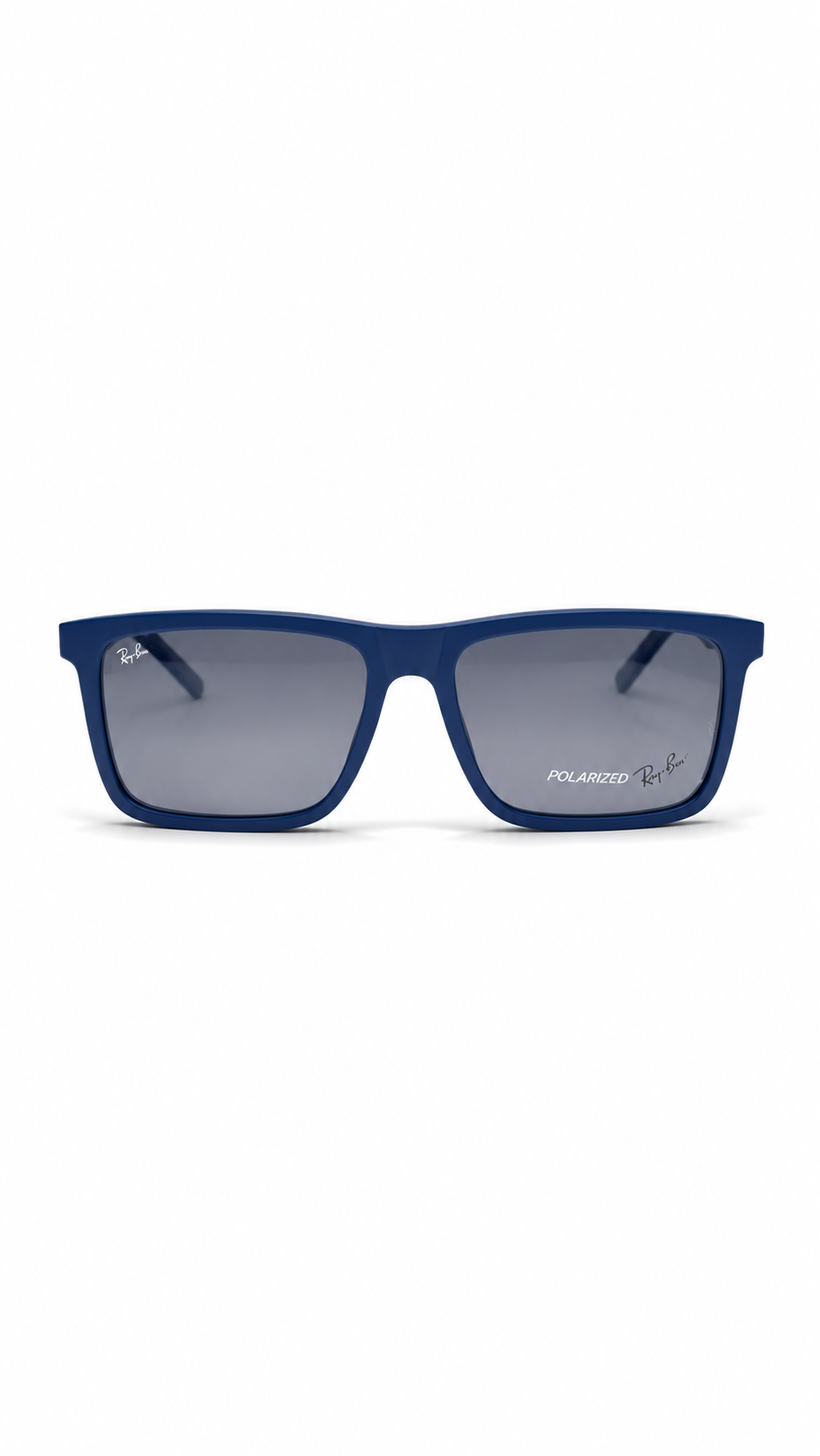 Ray-Ban Premium Matte Blue Square Polarized Folding Attachment Sunglasses