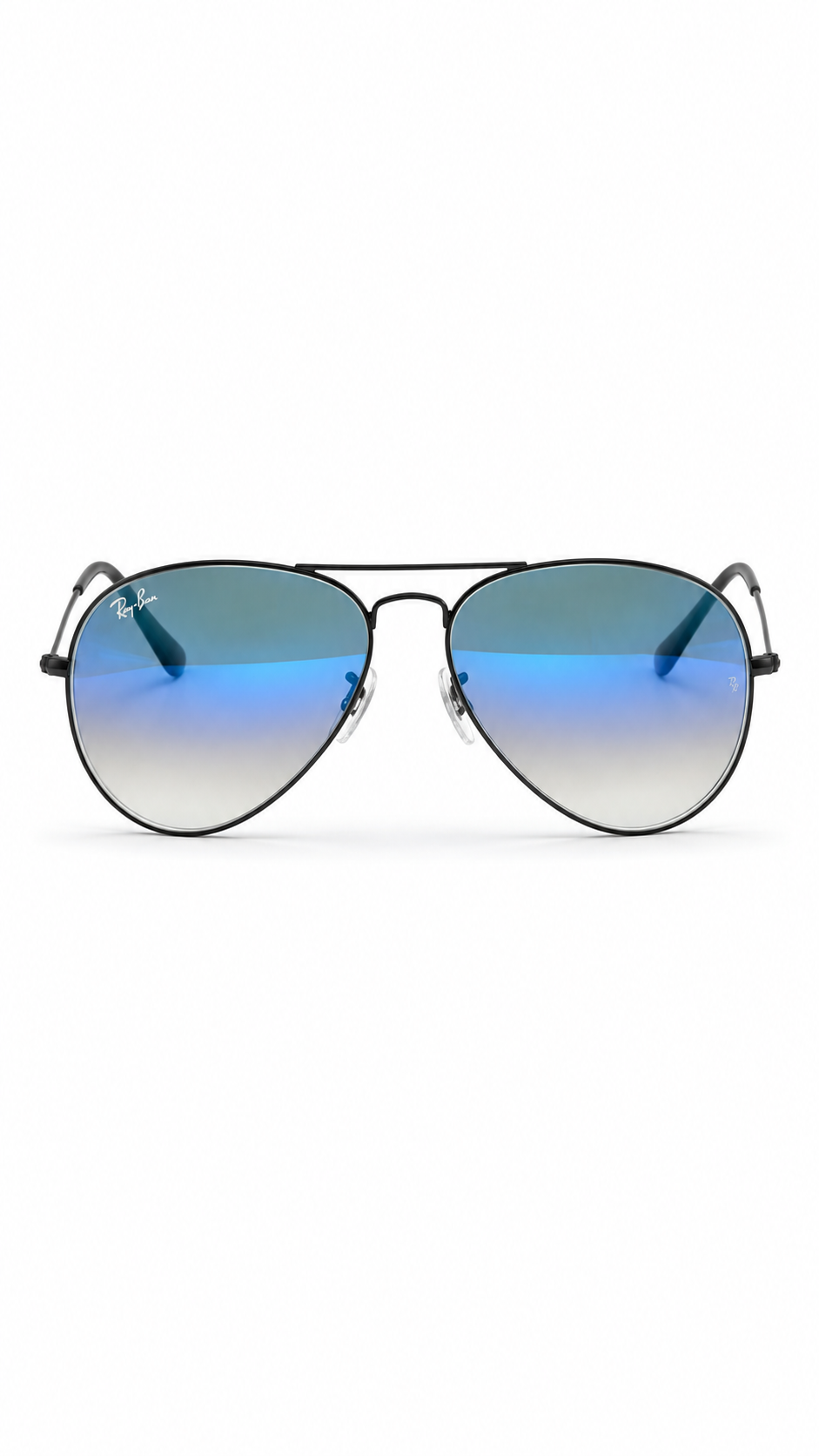 Ray-Ban Aviator Blue Gradient Mirror Sunglasses – Black Metal Frame