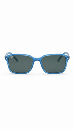 Ray-Ban Rectangular Sunglasses – Transparent Blue Frame with Green Lenses