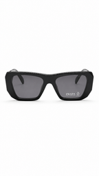 Prada Rectangular Sunglasses – Matte Black Frame with Grey Lenses
