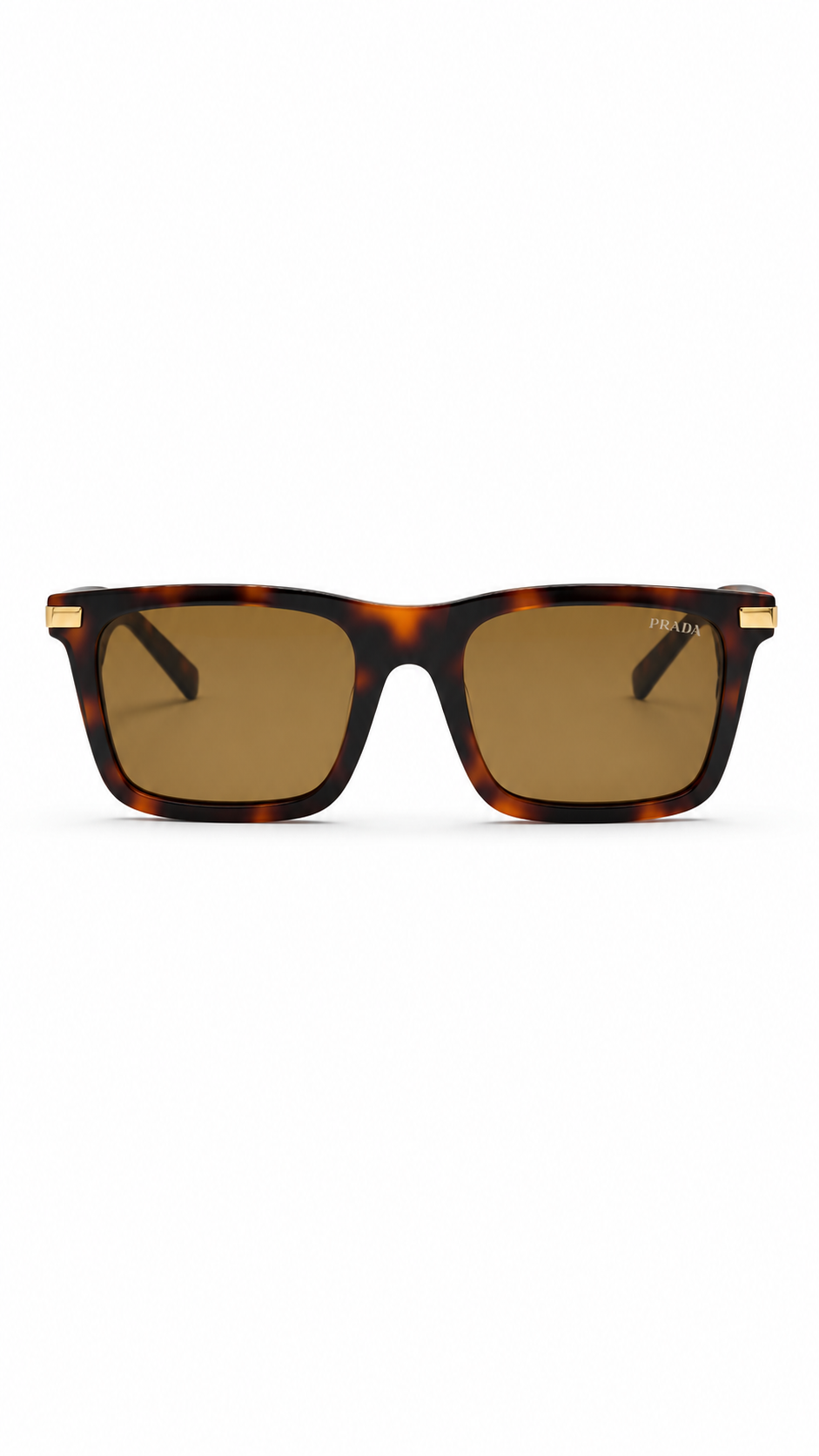 Prada Havana Rectangular Sunglasses – Brown Lenses & Gold Accents