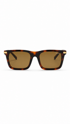 Prada Havana Rectangular Sunglasses – Brown Lenses & Gold Accents