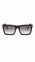 Prada Rectangular Sunglasses – Matte Black Frame with Grey Gradient Lenses