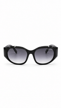 Miu Miu Oval Sunglasses – Black Frame with Grey Gradient Lenses