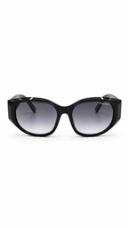 Miu Miu Oval Sunglasses – Black Frame with Grey Gradient Lenses