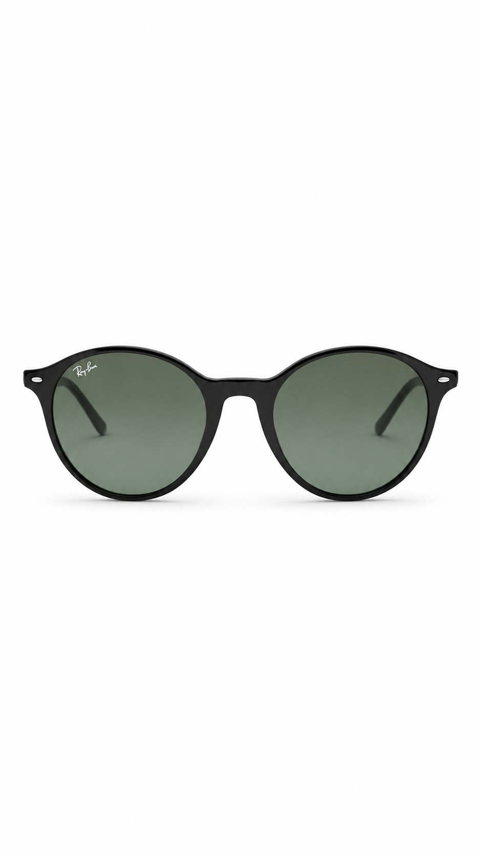 Ray-Ban Round Sunglasses – Matte Black Frame with Green Lenses