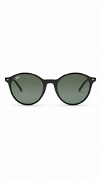 Ray-Ban Round Sunglasses – Matte Black Frame with Green Lenses