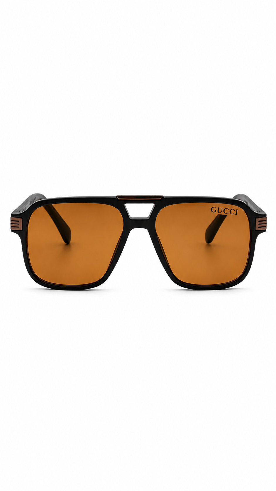 Gucci Vintage Style Square Sunglasses with Amber Tinted Lenses