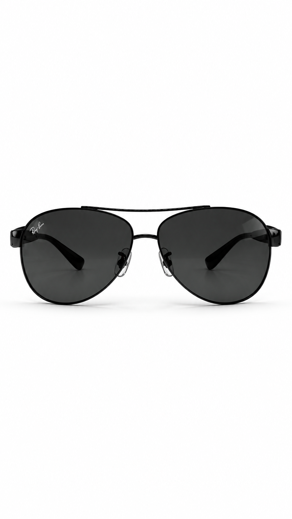 Ray-Ban RB3386 004/71  Black Metal Aviator Sunglasses – Grey Lenses