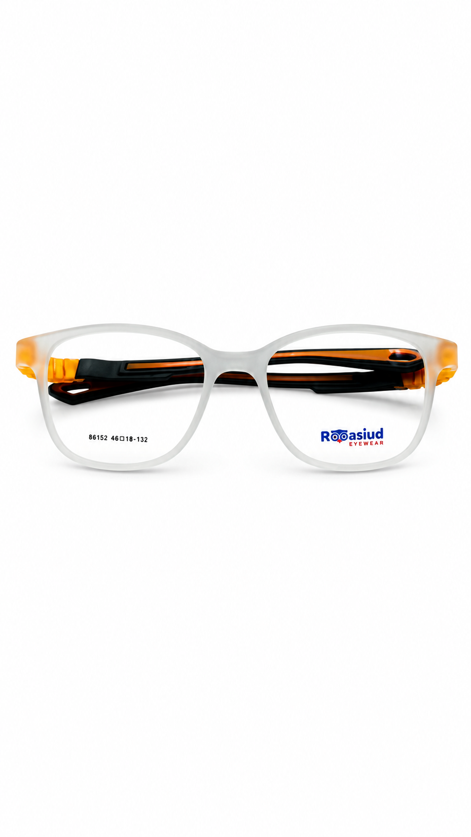 Roosiud Eyewear 86152 Clear Crystal Square Optical Frame – Orange & Black Temple