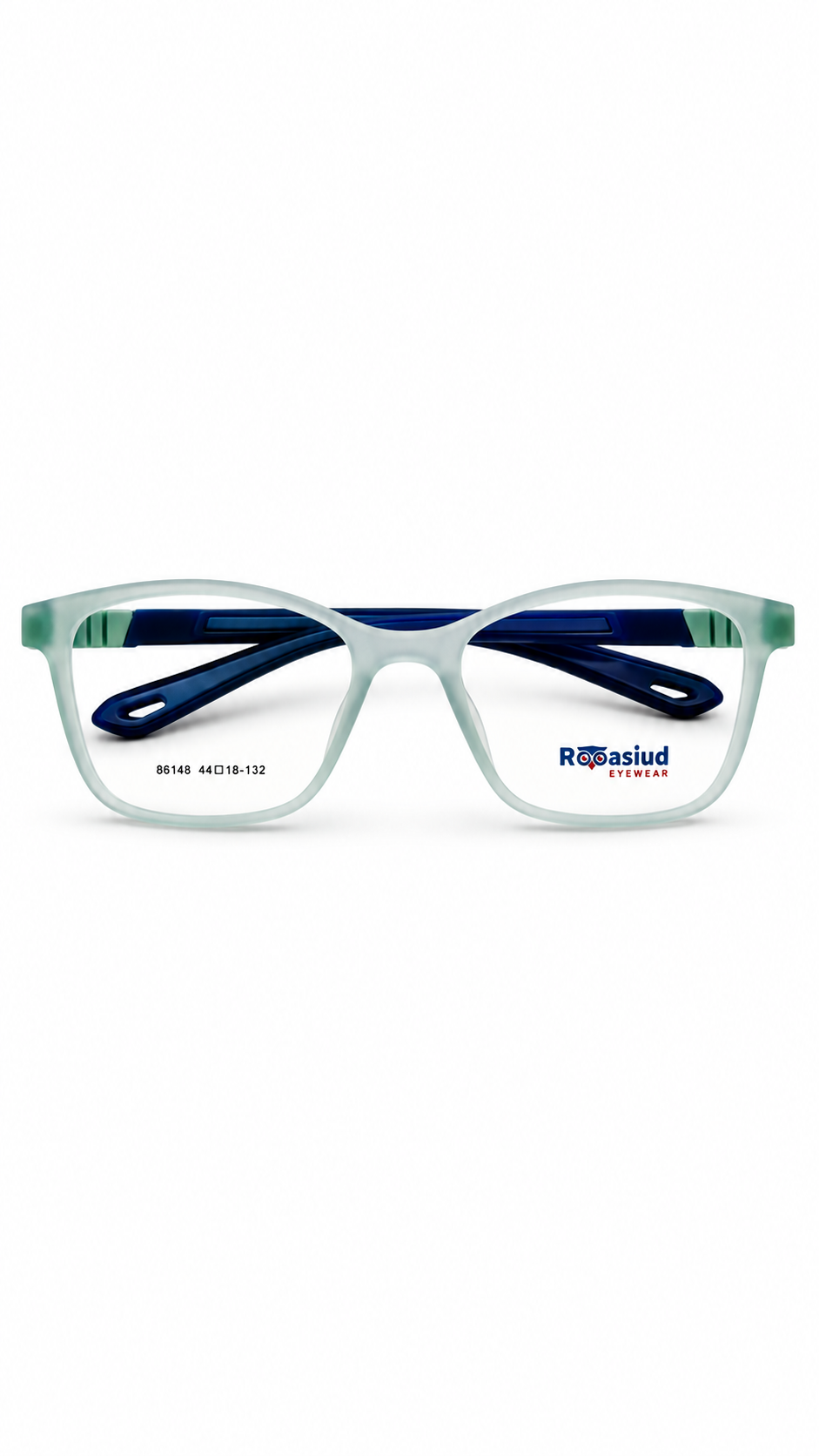 Rooasiud Eyewear 86148 Translucent Green Square Optical Frame – Blue Temples