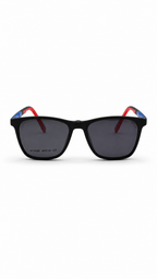 K11942 Magnet Attachment Black Square Sunglasses – Blue & Red Temple Accent