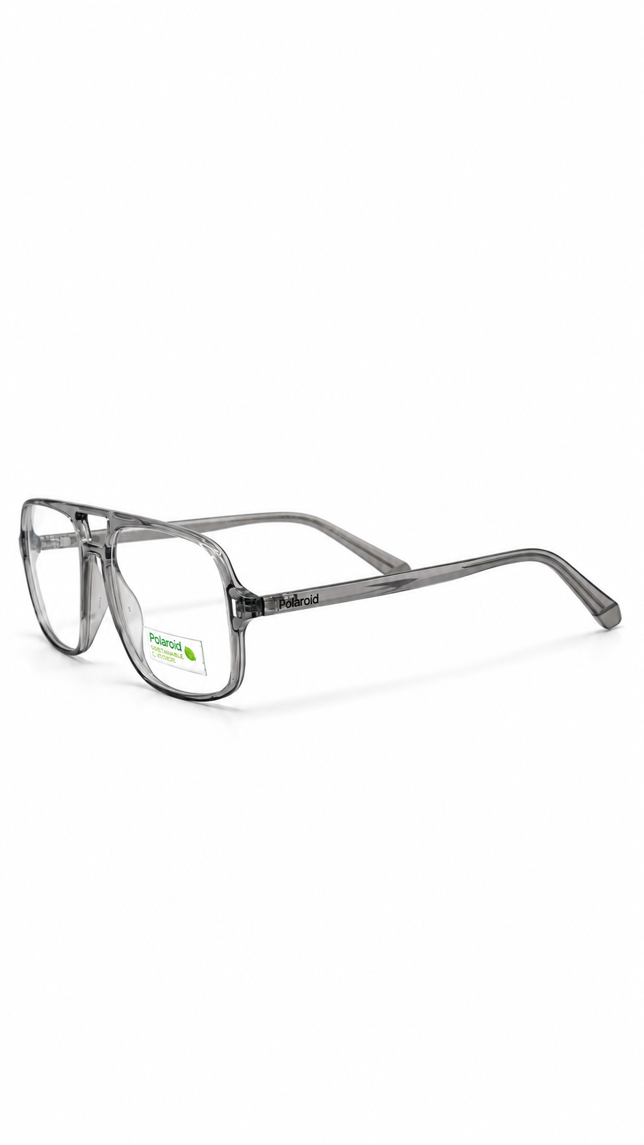 Polaroid PLD D527 KB7 Translucent Grey Sustainable Choice Aviator Eyeglasses 145