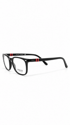 Polo Ralph Lauren PH 2209 5001 Black Red Stripe Eyeglasses 51-19-145
