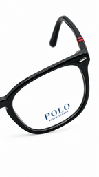 Polo Ralph Lauren PH 2209 5001 Black Red Stripe Eyeglasses 51-19-145