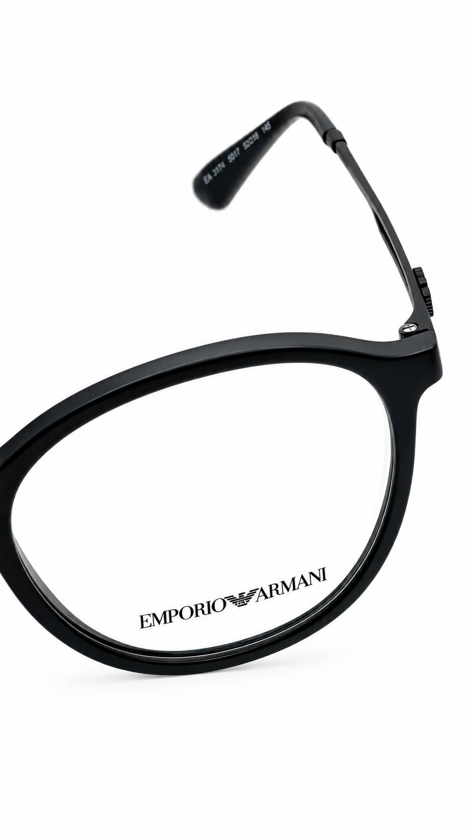 Emporio Armani EA 3225 5001 Matte Black Round Eyeglasses 52-20-145