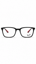 Ray-Ban RB8906 2000 Black Rectangular Eyeglasses 54-17 with Red Accents