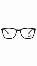 Ray-Ban RB8906 2000 Black Rectangular Eyeglasses 54-17 with Red Accents