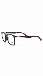 Ray-Ban RB8906 2000 Black Rectangular Eyeglasses 54-17 with Red Accents