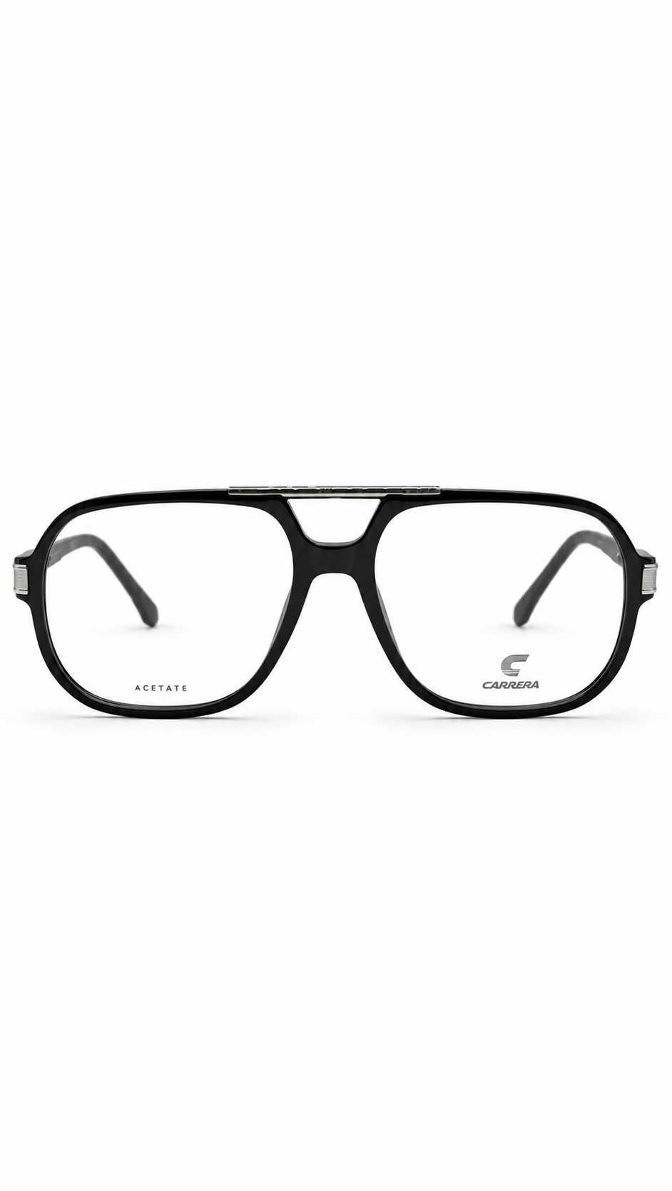 Carrera 1134 807 Black Aviator Eyeglasses with Silver Top Bar