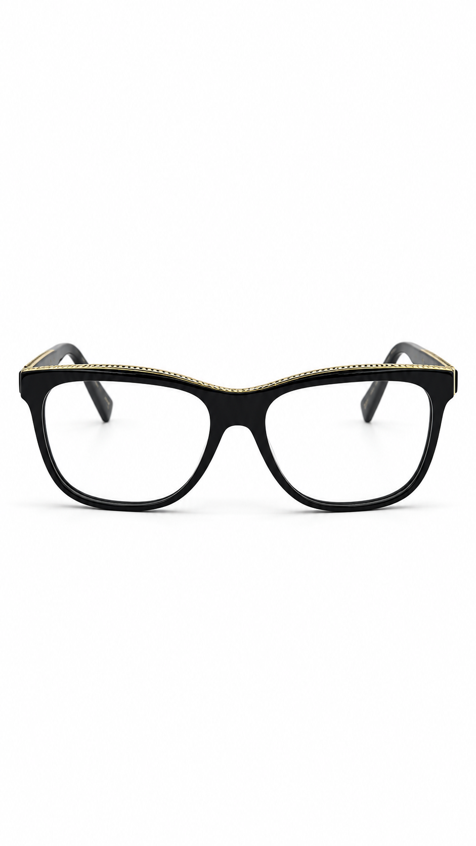 Marc Jacobs 19 Black Gold Brow Accent Cat-Eye Eyeglasses 54mm