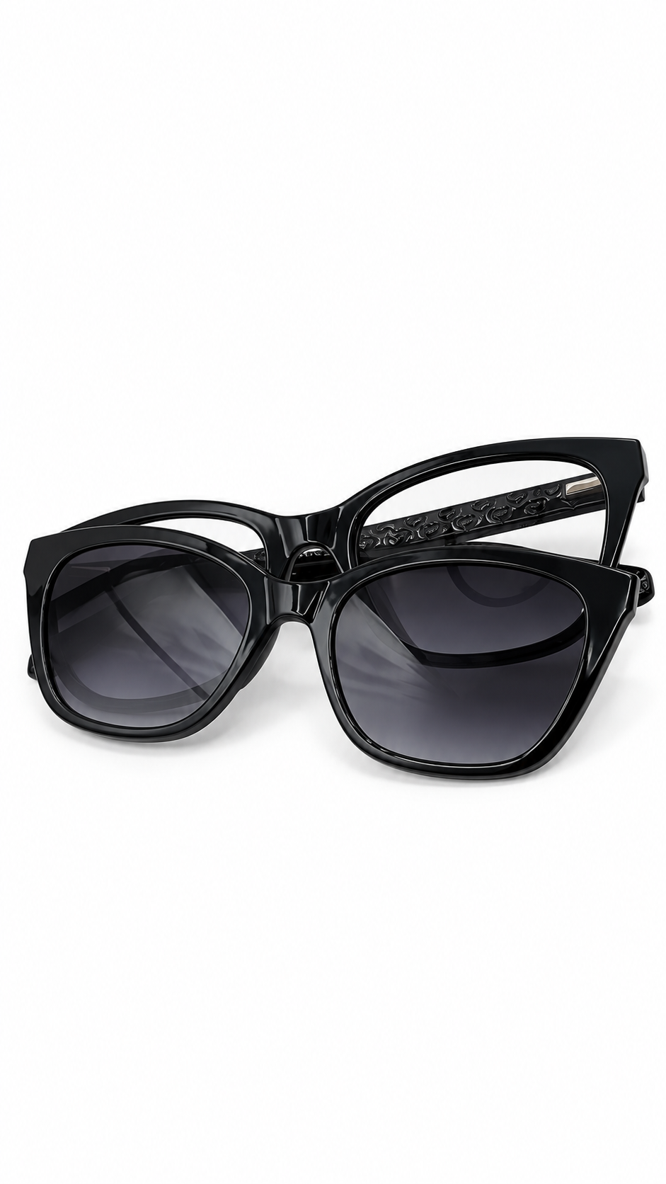 Love Moschino MOL071/CS 80799 Black Cat-Eye Clip-On Sunglasses