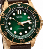 Citizen Automatic Diver-Style Watch – Sunray Green Dial & Rose Gold Case