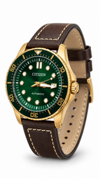 Citizen Automatic Diver-Style Watch – Sunray Green Dial & Rose Gold Case