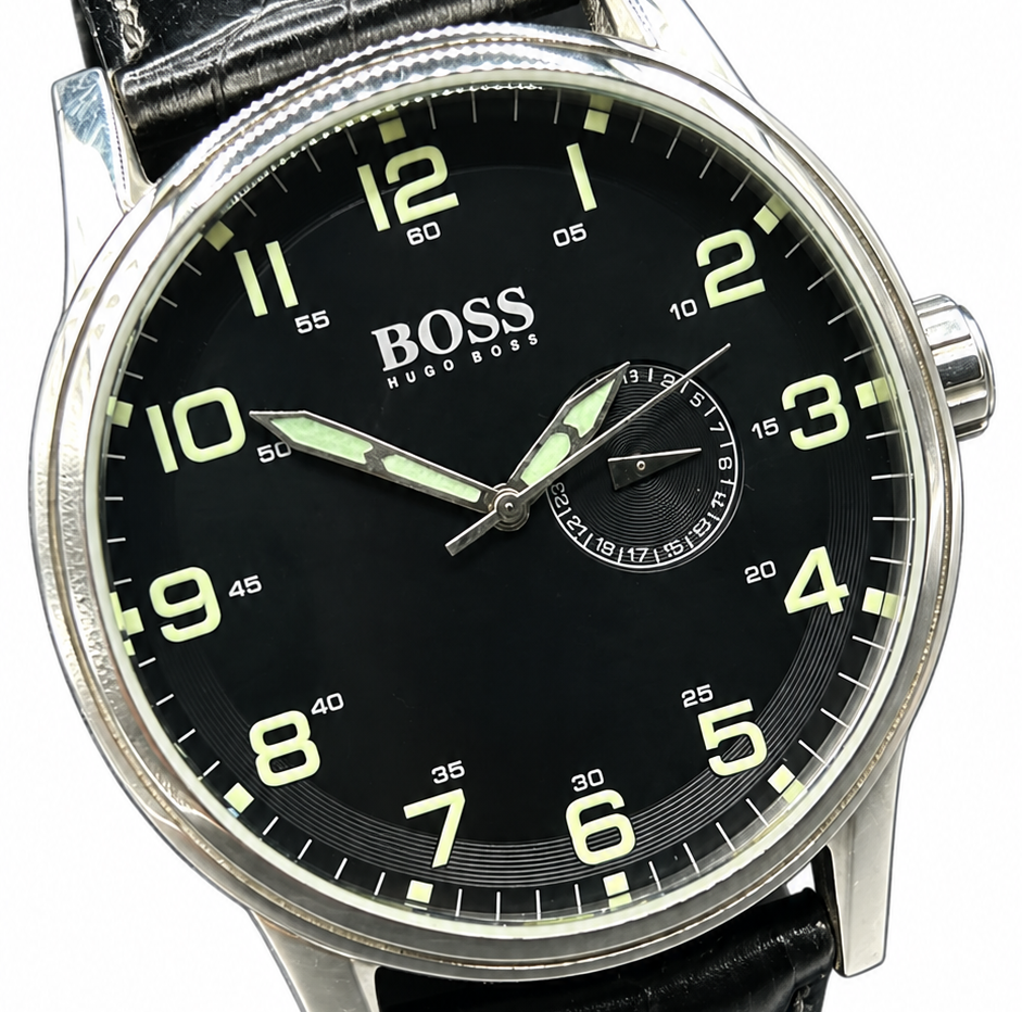 Hugo Boss Black Dial Leather Watch