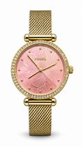 Fossil BQ3777 Gold Pink Floral Dial Watch
