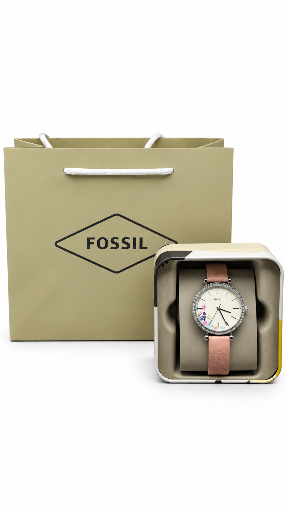 Fossil BQ3795 Pink Leather Floral Watch