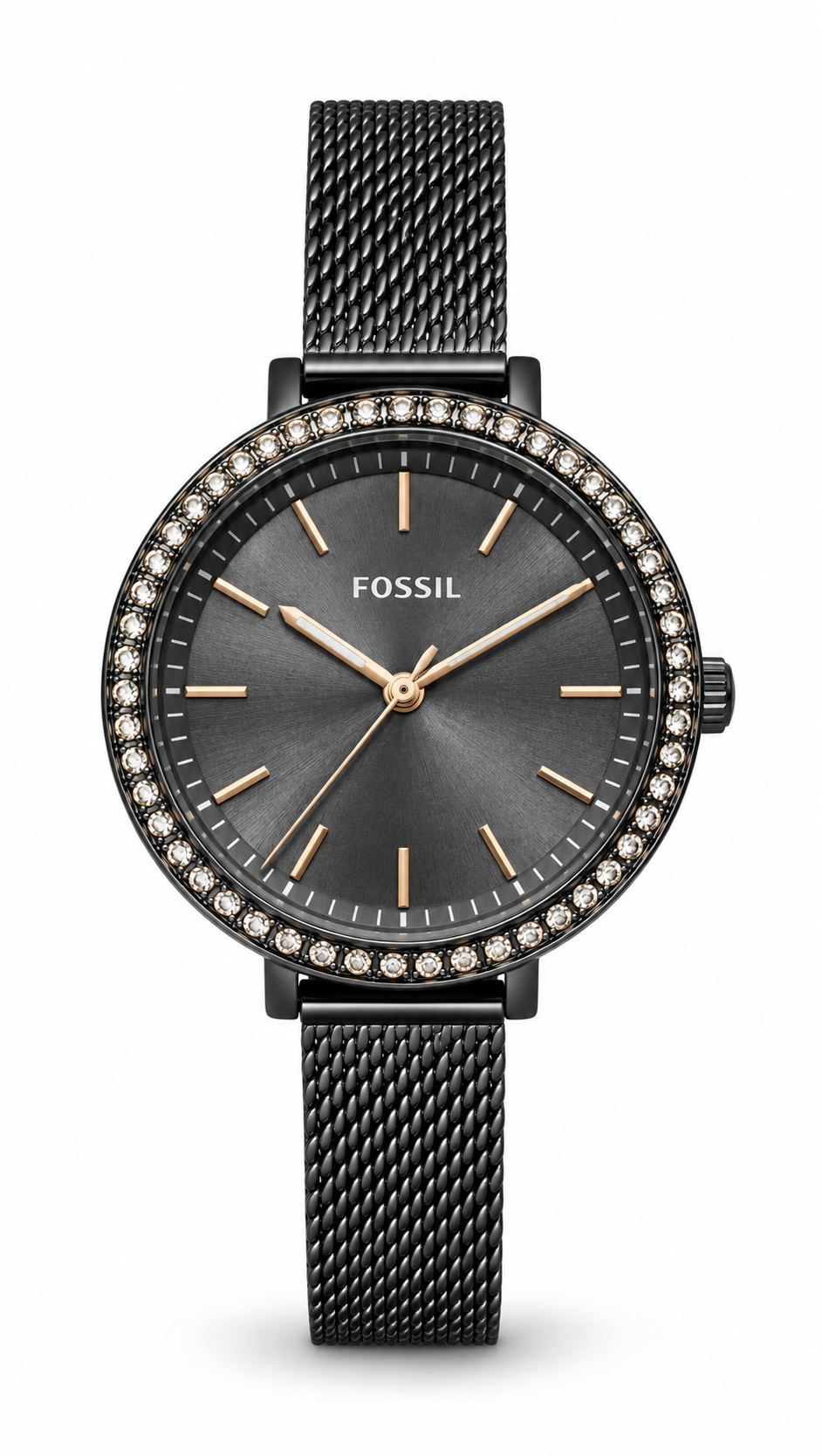 Fossil BQ3459 Black Mesh Crystal Watch