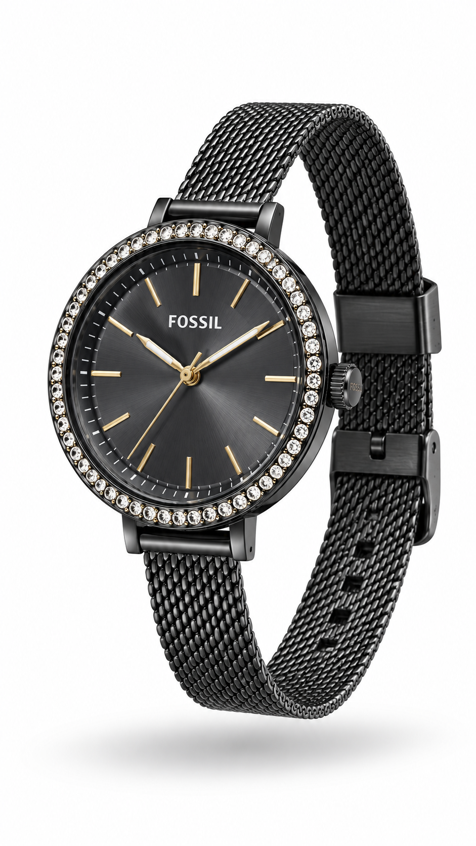 Fossil BQ3459 Black Mesh Crystal Watch