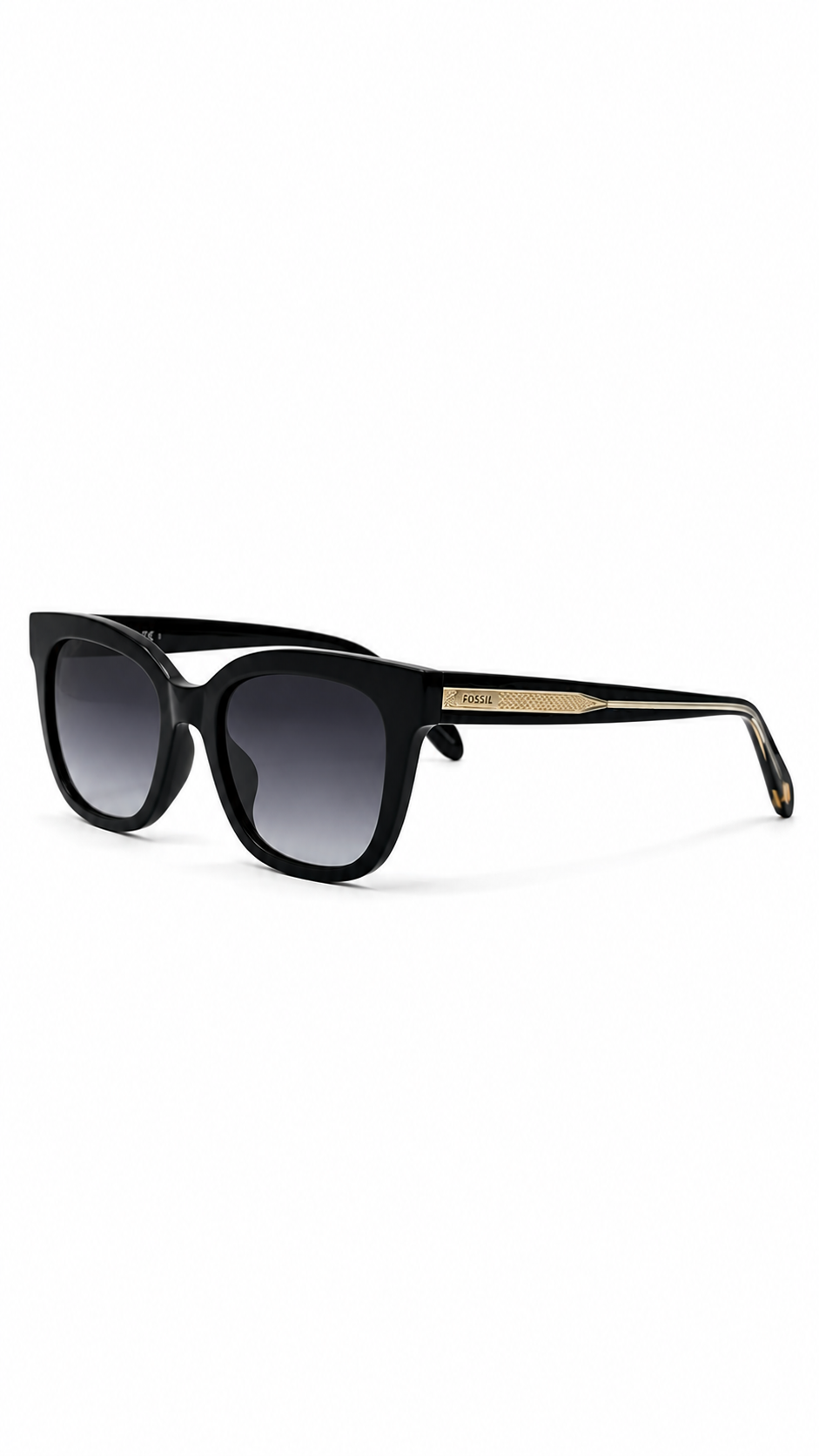 Fossil FOS 2119/S 8079O 51mm Women's Square Black Acetate Sunglasses Grey Gradient Lenses