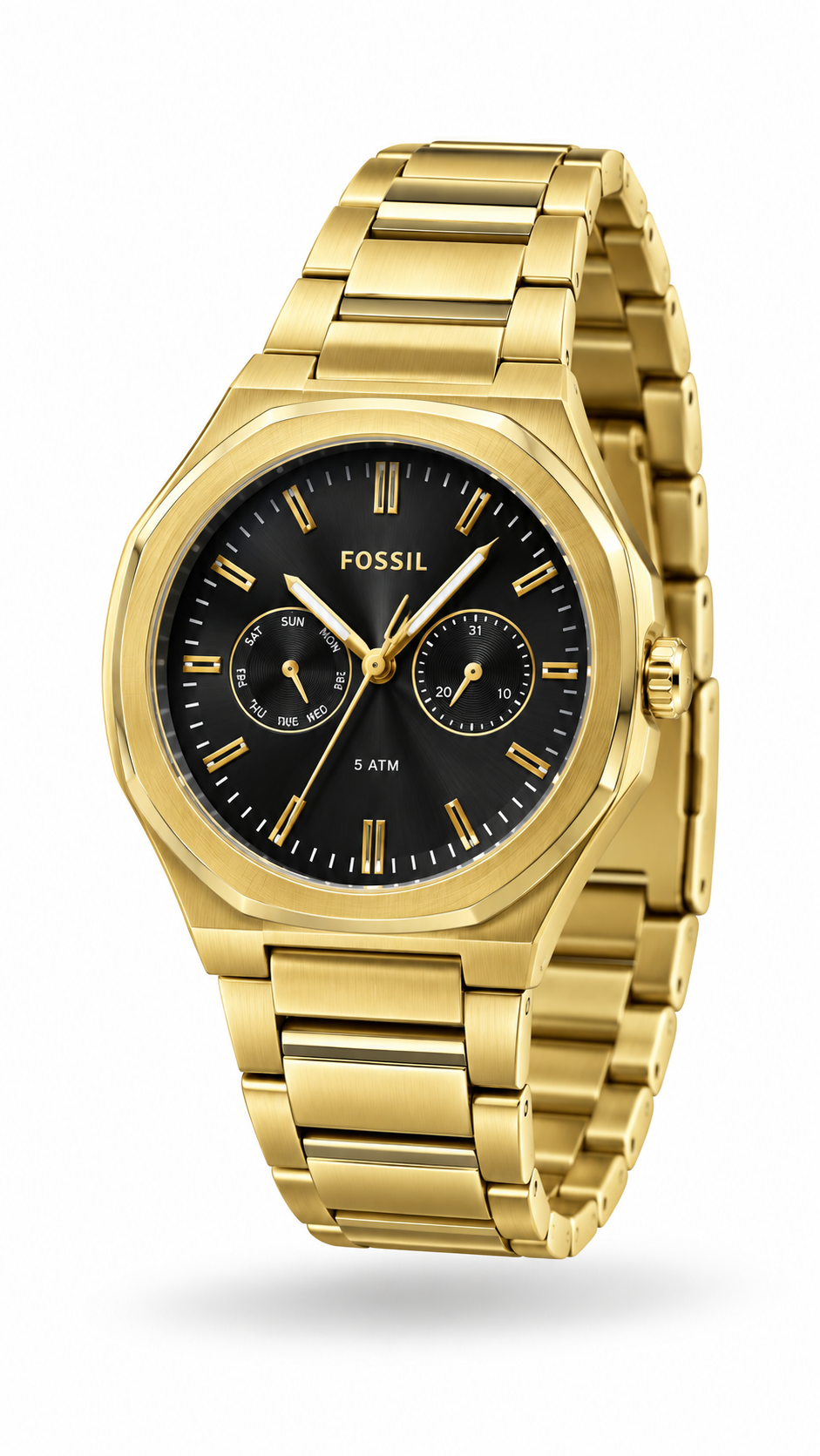 Fossil BQ2677 Gold Octagonal Black Dial Watch