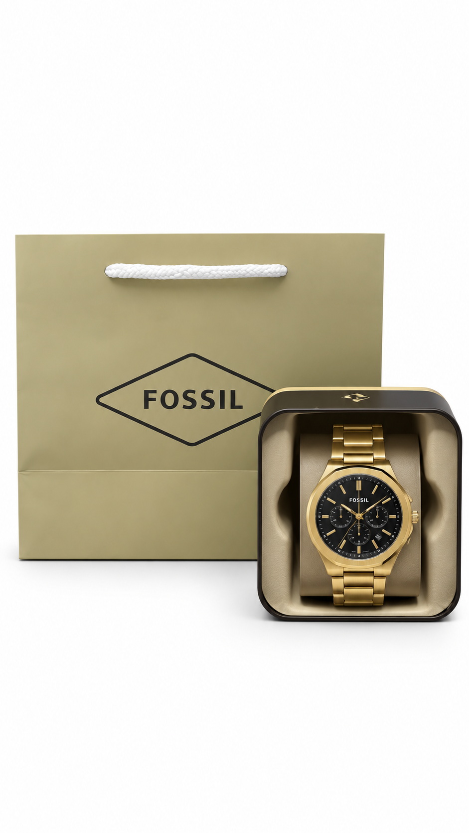 Fossil BQ2677 Gold Octagonal Black Dial Watch